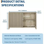 Vaisselier en MDF cannelé à 4 portes de 140 cm (L) x 39 cm (P) x 83 cm (H)