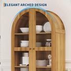 Armoire de garde-manger en panneaux de particules avec portes en acrylique, arche, 180 cm H x 79 cm L x 41 cm P