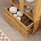 Armoire de garde-manger en panneaux de particules avec portes en acrylique, arche, 180 cm H x 79 cm L x 41 cm P