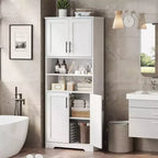 Meuble de Cuisine de Rangement en Bois Composite avec Support pour Micro-ondes, Hauteur 170 cm