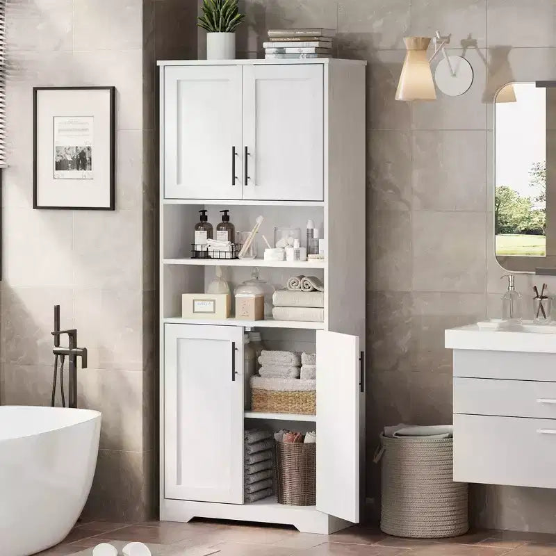 Engineered Wood Kitchen Pantry Cabinet with Microwave Stand 67"H
