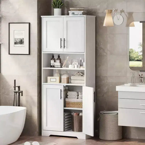 Engineered Wood Kitchen Pantry Cabinet with Microwave Stand 67"H