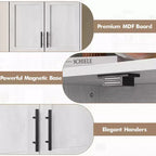 Meuble de Cuisine de Rangement en Bois Composite avec Support pour Micro-ondes, Hauteur 170 cm
