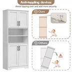 Meuble de Cuisine de Rangement en Bois Composite avec Support pour Micro-ondes, Hauteur 170 cm