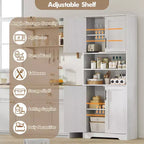 Meuble de Cuisine de Rangement en Bois Composite avec Support pour Micro-ondes, Hauteur 170 cm