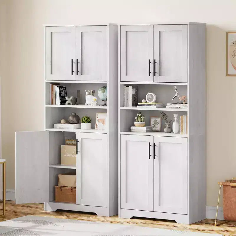 Engineered Wood Kitchen Pantry Cabinet with Microwave Stand 67"H