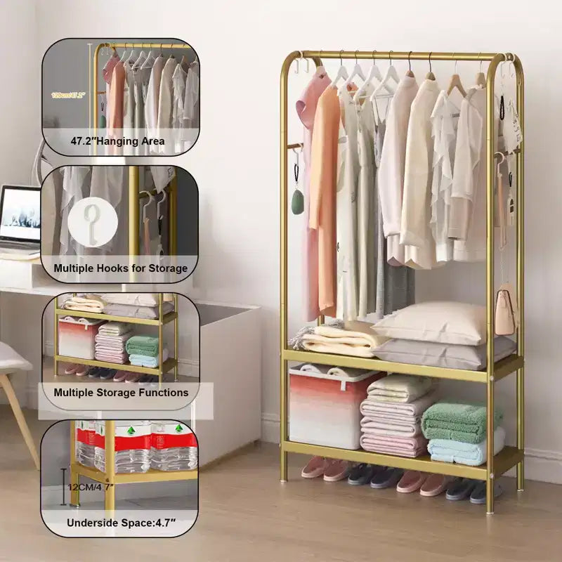 Metal Freestanding Garment Rack 31.5"W x 13"D x 67.7"H