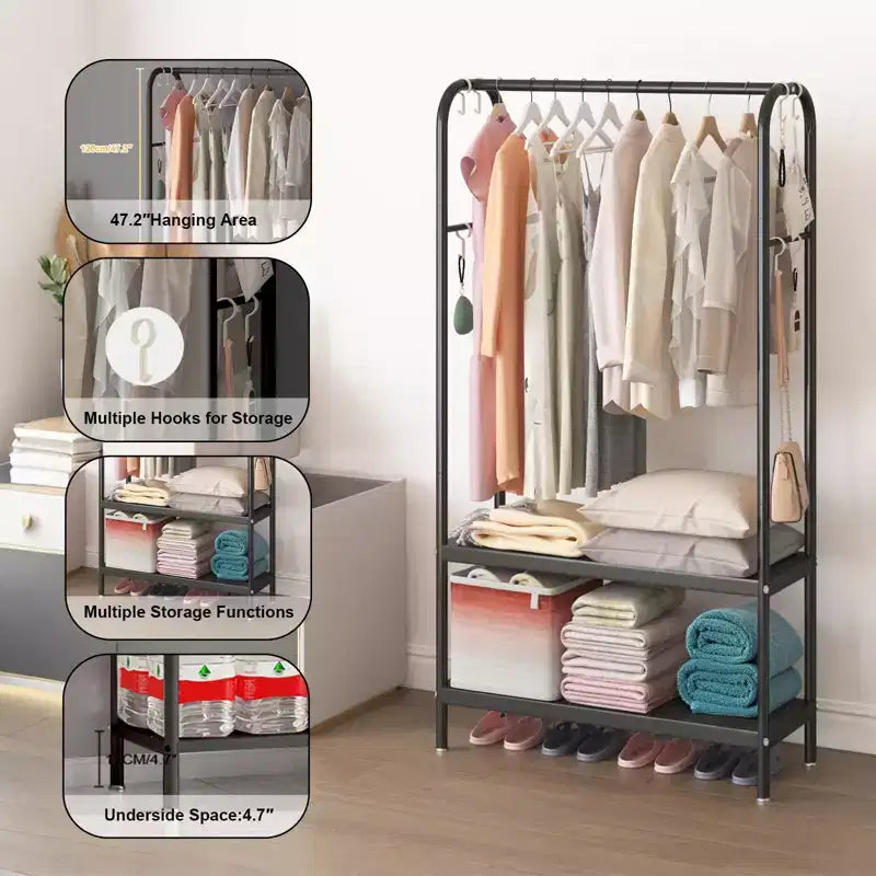 Metal Freestanding Garment Rack 31.5"W x 13"D x 67.7"H
