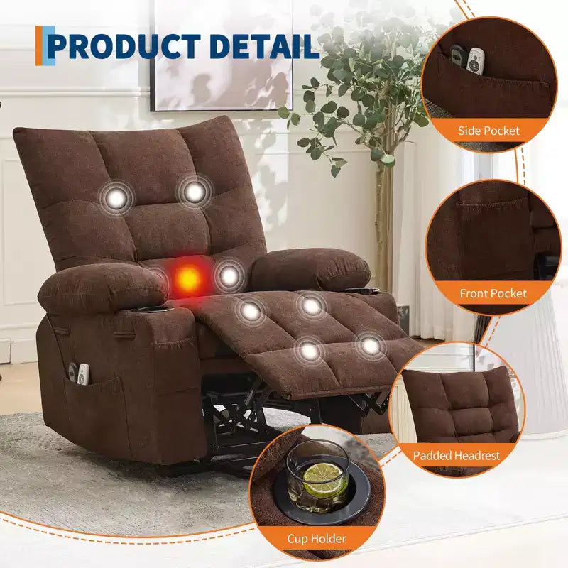 Linen Metal Frame Power Lift Recliner Chair 35"W x 40"D x 42.52"H