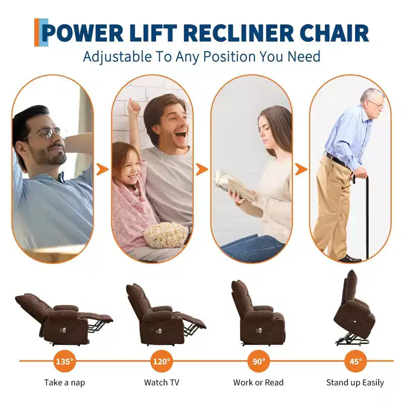 Linen Metal Frame Power Lift Recliner Chair 35"W x 40"D x 42.52"H