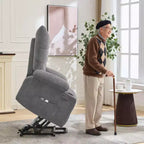 Fauteuil inclinable électrique avec cadre métallique et revêtement en lin 35"L x 40"P x 42,52"H
