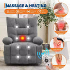 Fauteuil inclinable électrique avec cadre métallique et revêtement en lin 35"L x 40"P x 42,52"H