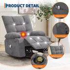 Fauteuil inclinable électrique avec cadre métallique et revêtement en lin 35"L x 40"P x 42,52"H