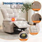 Fauteuil inclinable électrique avec cadre métallique et revêtement en lin 35"L x 40"P x 42,52"H